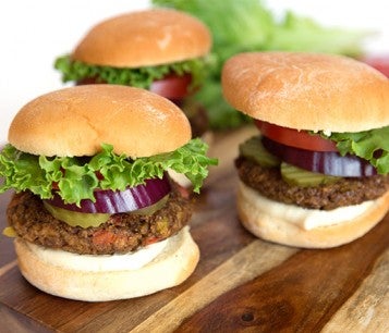 Three vegan burgers