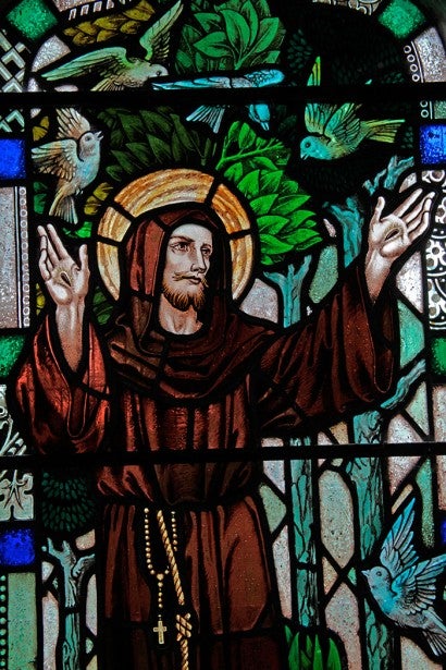 Stained glass window of St. Francis of Assini