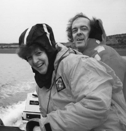 Roger Payne takes Patricia Forkan to see right whales off Patagonia after a whaling commission meeting in 1984, after the ban. 