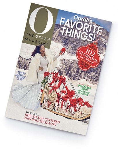 O magazine cover showing Oprah wore a “yeti” fur coat and a House of Fluff faux fur hat inside.