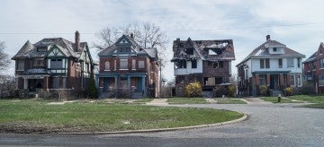 Abandoned homes in a Detroit neighborhood